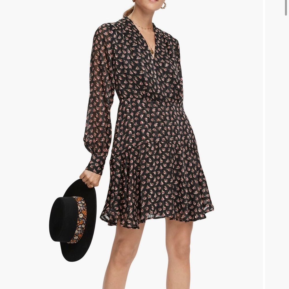 Scotch & Soda Floral Print Long Sleeve A-Line Dress